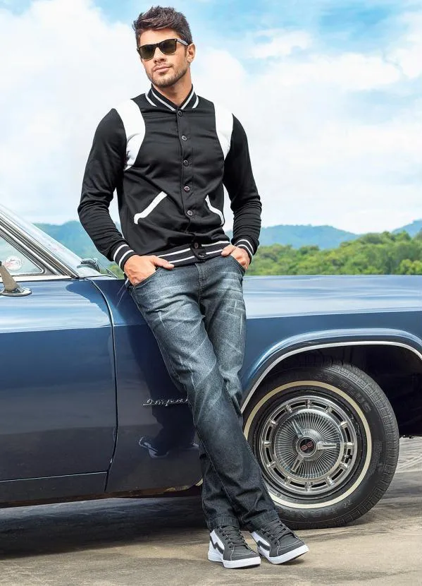 Actual - Casaco Preto e Branco Masculino 7