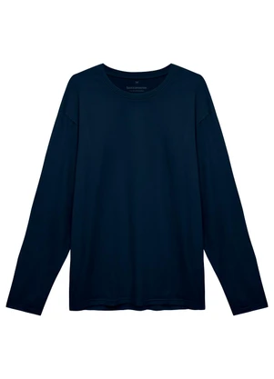 Basicamente - Camiseta Básica Manga Longa Azul Marinho - BASICAMENTE