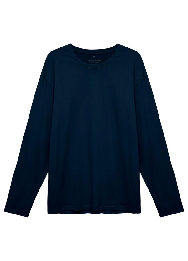 Basicamente - Camiseta Básica Manga Longa Azul Marinho