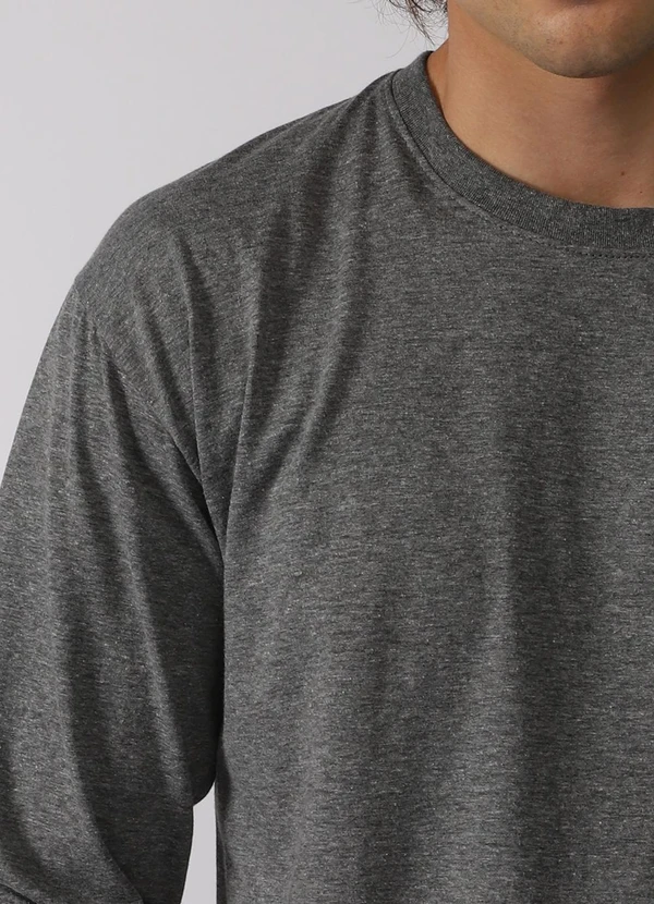 Basicamente - Camiseta Básica Manga Longa Mescla Escuro 2