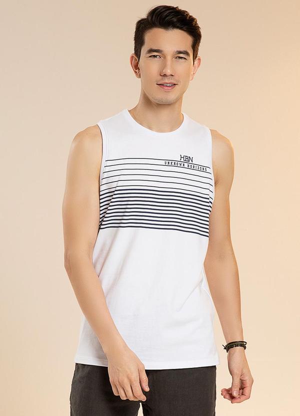 Habana - Regata Masculina Adulto em Meia Malha Hbn Branco