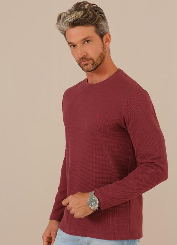 Seeder - Blusa Masculina Manga Longa Malha Jacquard Bordô