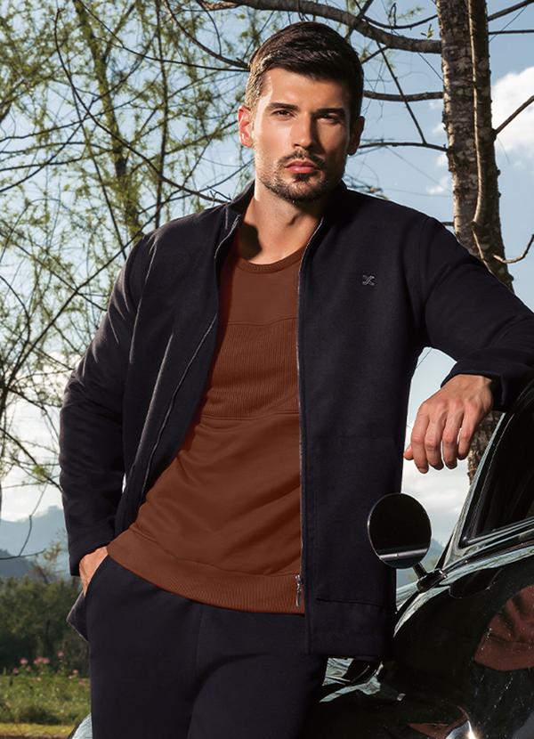 Exco Casaco Masculino em Alfaiataria Preto