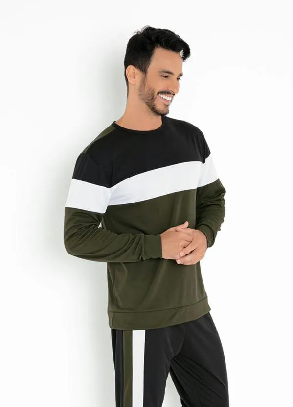 Moda Pop - Casaco Tricolor com Recortes