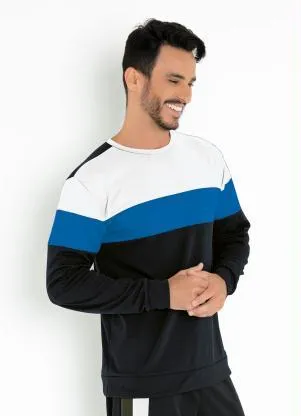 Moda Pop - Casaco Tricolor Preto com Recortes - MODA POP