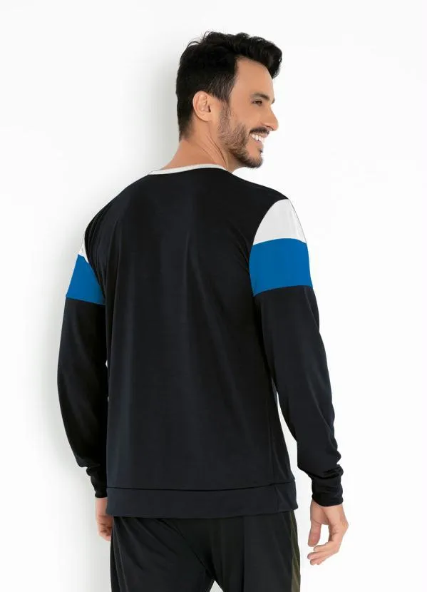 Moda Pop - Casaco Tricolor Preto com Recortes 2