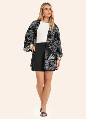 Endless - Kimono Feminio com Manga Ampla Preto - ENDLESS