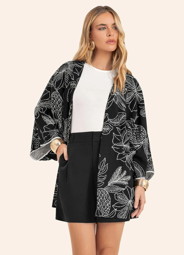 Endless - Kimono Feminio com Manga Ampla Preto