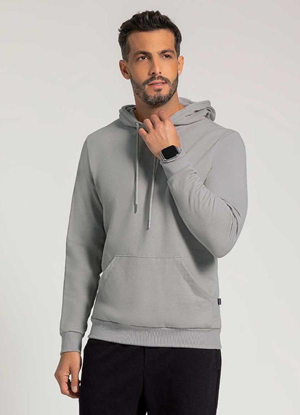 Exco - Blusão de Moletom Peluciado Masculico Cinza