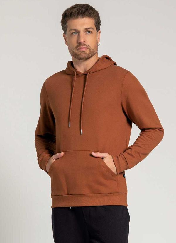 Exco - Blusão de Moletom Peluciado Masculico Marrom