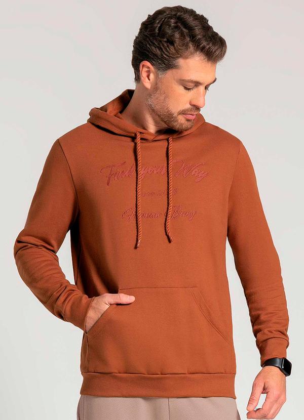 Exco - Blusão de Moletom Peluciado Masculina Marrom