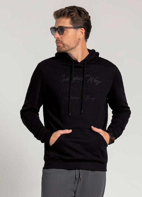 Exco - Blusão de Moletom Peluciado Masculina Preto