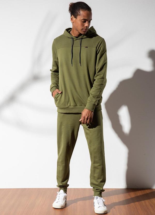 Habana - Blusão Masculino de Moletom Peluciado Verde 2