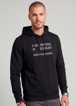 Diametro - Blusão Masculino Moletom com Capuz Preto - DIAMETRO