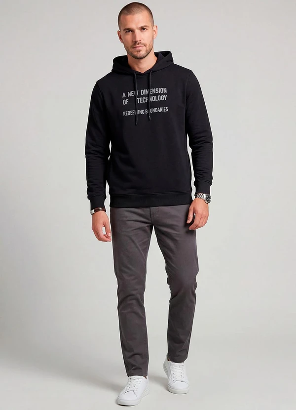 Diametro - Blusão Masculino Moletom com Capuz Preto 3