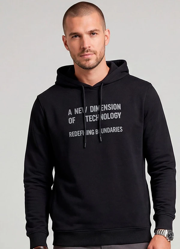 Diametro - Blusão Masculino Moletom com Capuz Preto 4