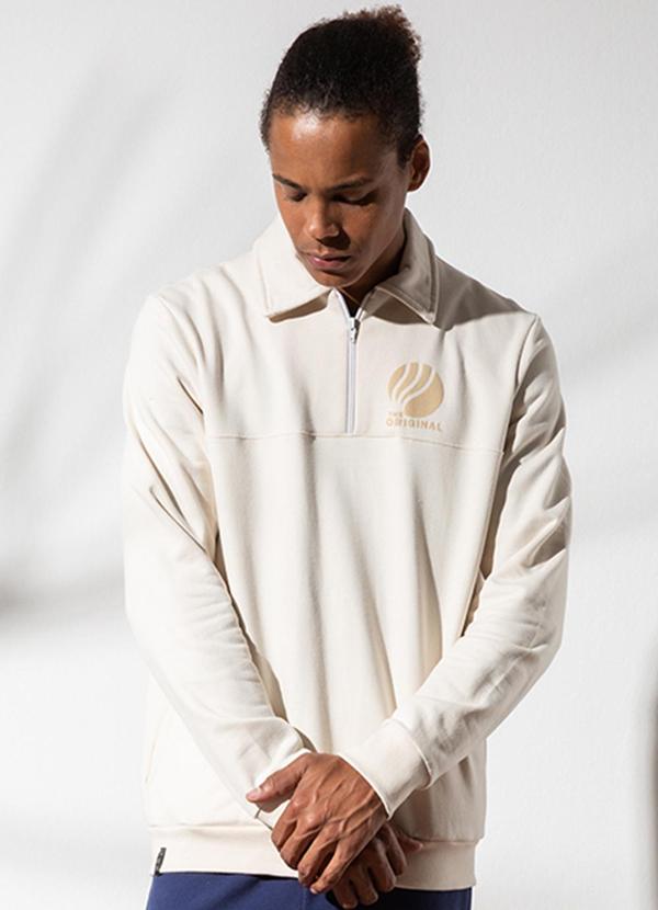 Habana - Blusão Masculino Peluciado Estampado Bege