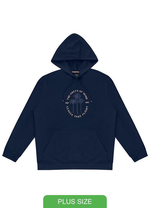 Diametro - Blusão Masculino Plus Size com Capuz Azul