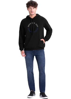 Outlet - Blusão Moletom City Masculino Preto - OUTLET