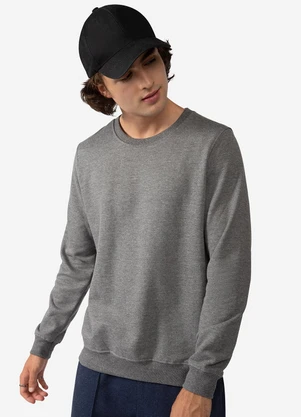 Blusão Moletom Flanelado Masculino Mescla Escuro Basicamente