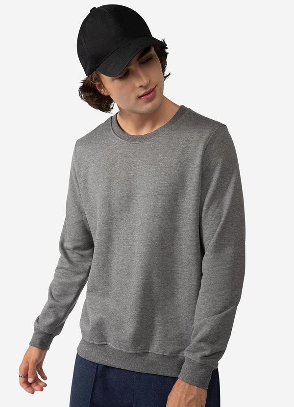Basicamente - Blusão Moletom Flanelado Masculino Mescla Escuro