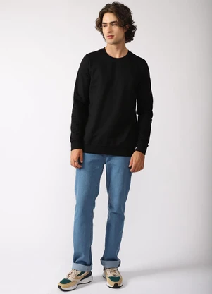 Basicamente - Blusão Moletom Flanelado Masculino Preto - BASICAMENTE