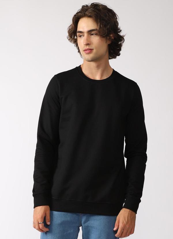 Basicamente - Blusão Moletom Flanelado Masculino Preto