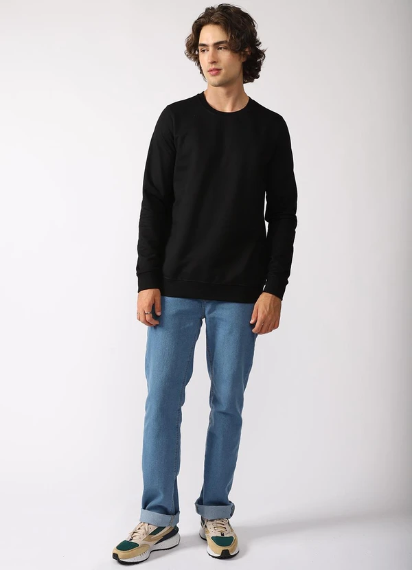 Basicamente - Blusão Moletom Flanelado Masculino Preto 2