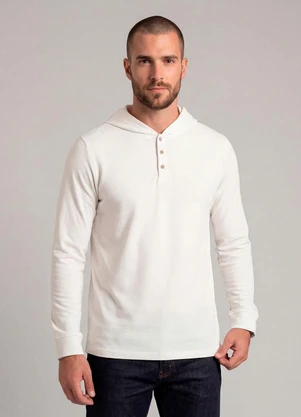 Diametro - Camiseta Manga Longa com Capuz de Malhão Bege - DIAMETRO