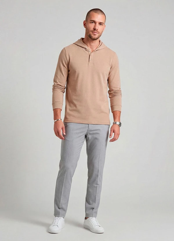 Diametro - Camiseta Manga Longa com Capuz de Malhão Marrom 3