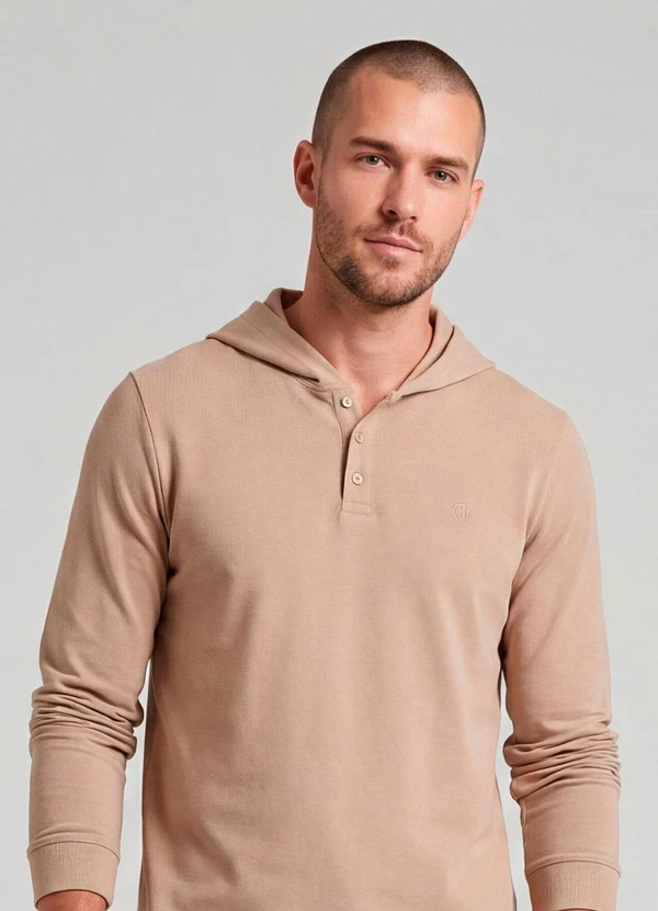 Diametro - Camiseta Manga Longa com Capuz de Malhão Marrom 4