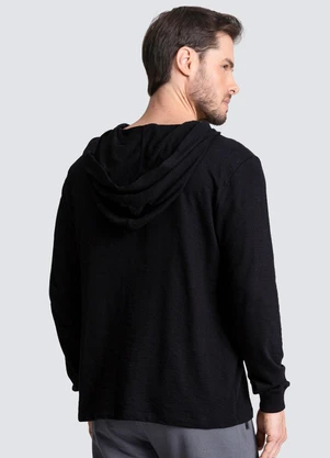 Diametro - Camiseta Manga Longa com Capuz de Malhão Preto - DIAMETRO