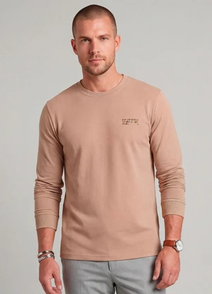 Diametro - Camiseta Manga Longa Meia Malha Marrom - DIAMETRO