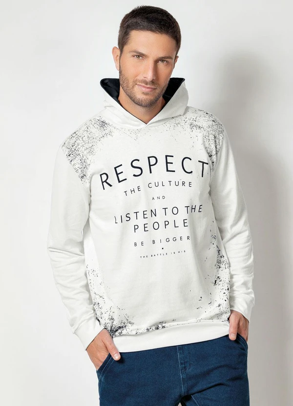 Moda Pop - Casaco Branco com Estampa Respect 6