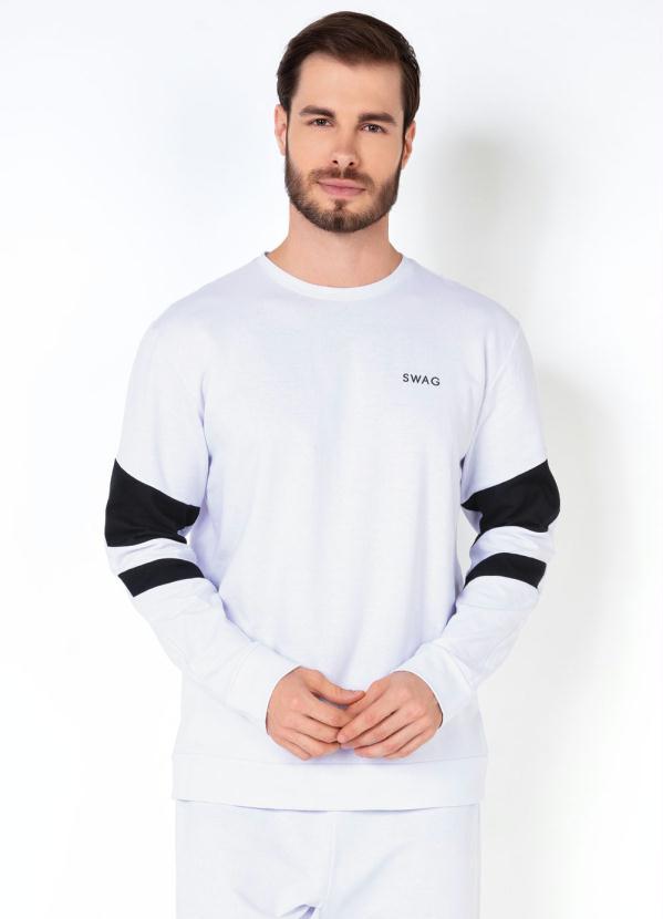 Outlet - Casaco Branco Masculino com Recortes nas Mangas