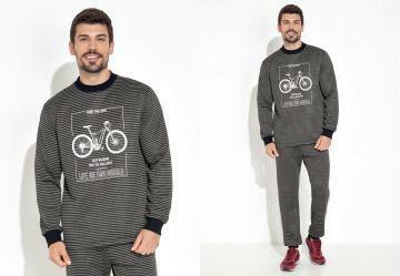 Casaco com Estampa Localizada Listrado Cinza