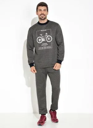 Moda Pop - Casaco com Estampa Localizada Listrado Cinza - MODA POP