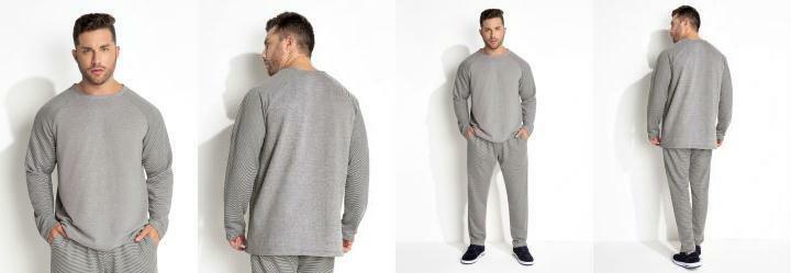 Casaco Listrado Cinza Raglan