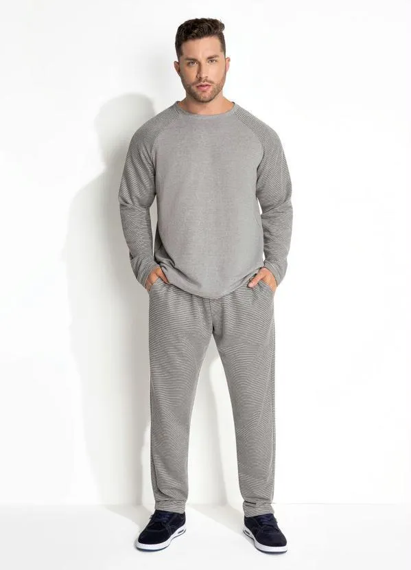 Moda Pop - Casaco Listrado Cinza Raglan 3