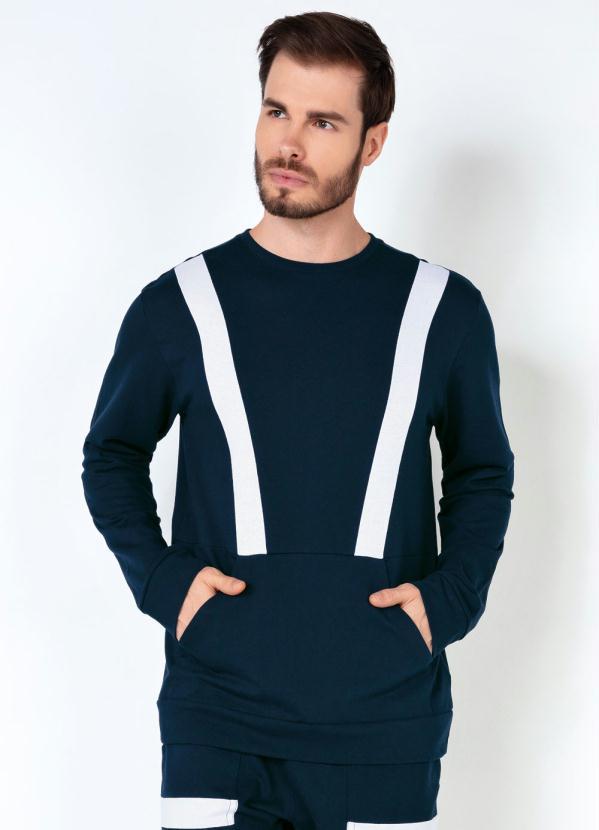 Outlet - Casaco Marinho Masculino com Recorte e Bolso 1