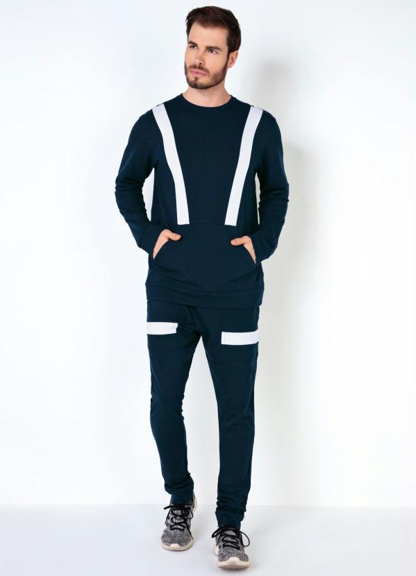 Outlet - Casaco Marinho Masculino com Recorte e Bolso 3