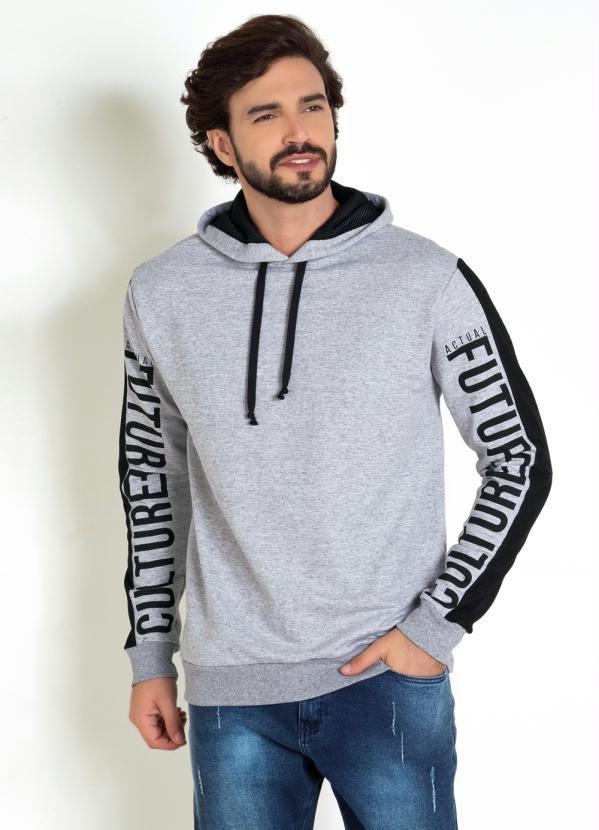 Outlet - Casaco Mescla com Capuz e Recorte nas Mangas 1