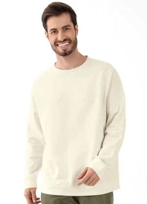 Moda Pop Casaco Off White em Moletom