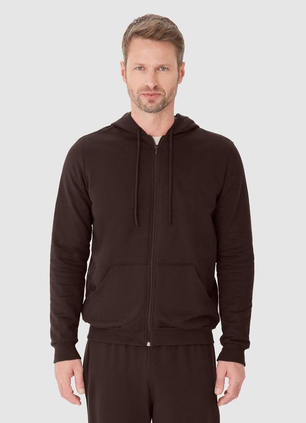 Malwee - Jaqueta em Moletom Flanelado Marrom