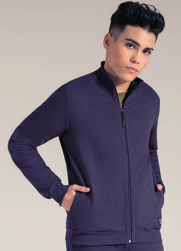 Exco - Jaqueta Masculina em Moletom Juvenil Azul