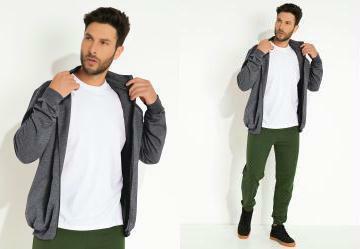 Jaqueta Mescla Escuro com Gola Alta Basicamente