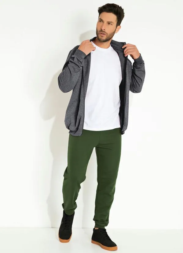 Basicamente - Jaqueta Mescla Escuro com Gola Alta Basicamente 2