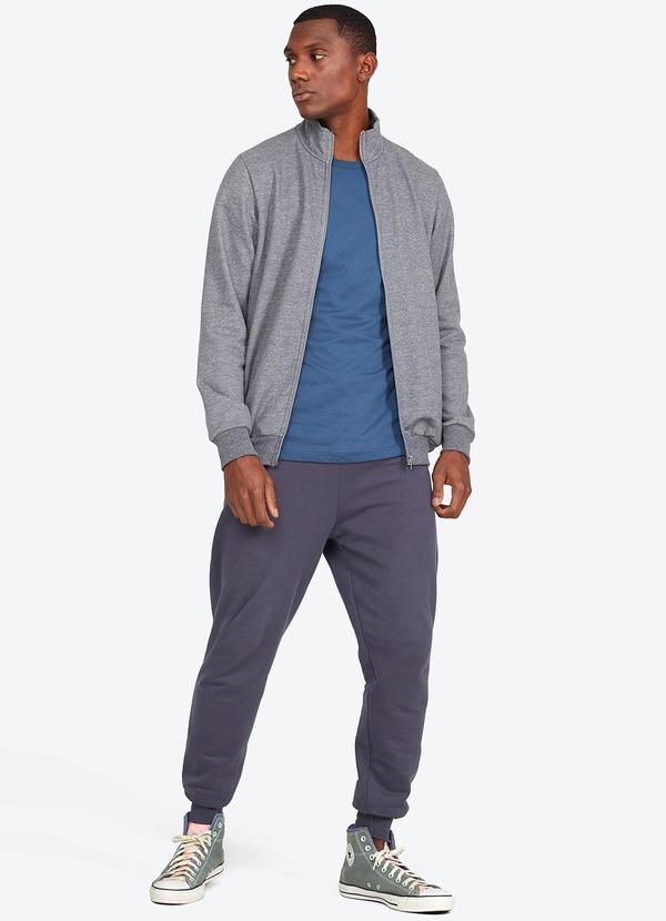 Basicamente - Jaqueta Moletom Felpa Masculina Mescla Escuro 2