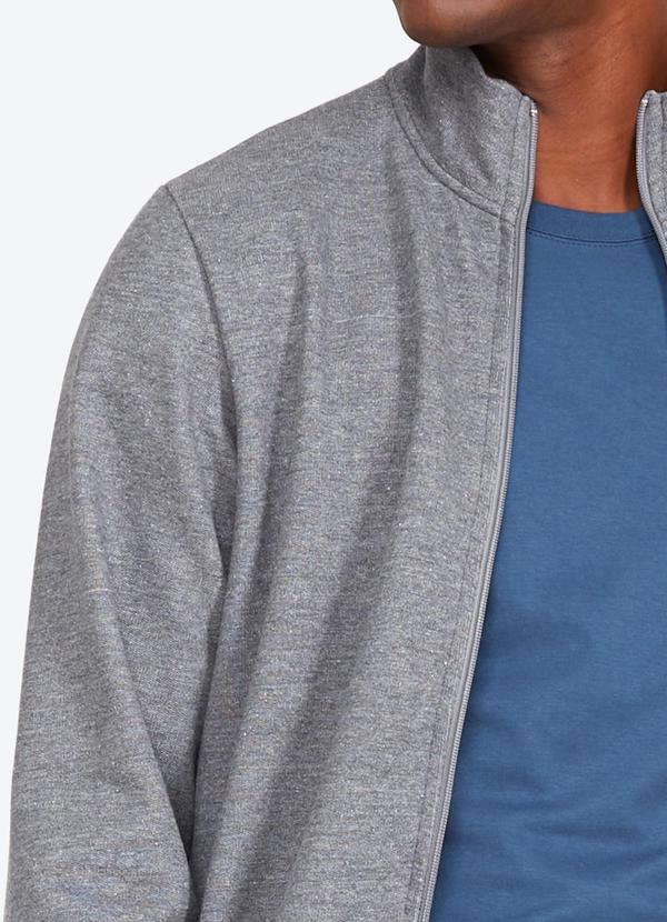 Basicamente - Jaqueta Moletom Felpa Masculina Mescla Escuro 3