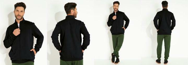 Jaqueta Preto com Gola Alta Basicamente